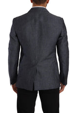 Elegante Fit Slim Fit Blazer azul de dos botones