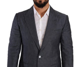 Elegante Fit Slim Fit Blazer azul de dos botones