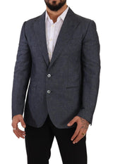 Elegante Fit Slim Fit Blazer azul de dos botones