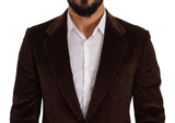 Eleganter brauner Cord -Slim Fit Blazer