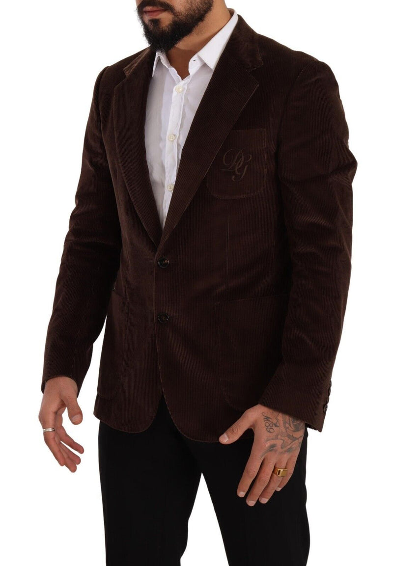 Eleganter brauner Cord -Slim Fit Blazer