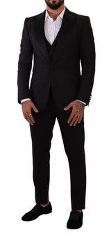 Sicilia Slim Fit Black Suit Conjunto