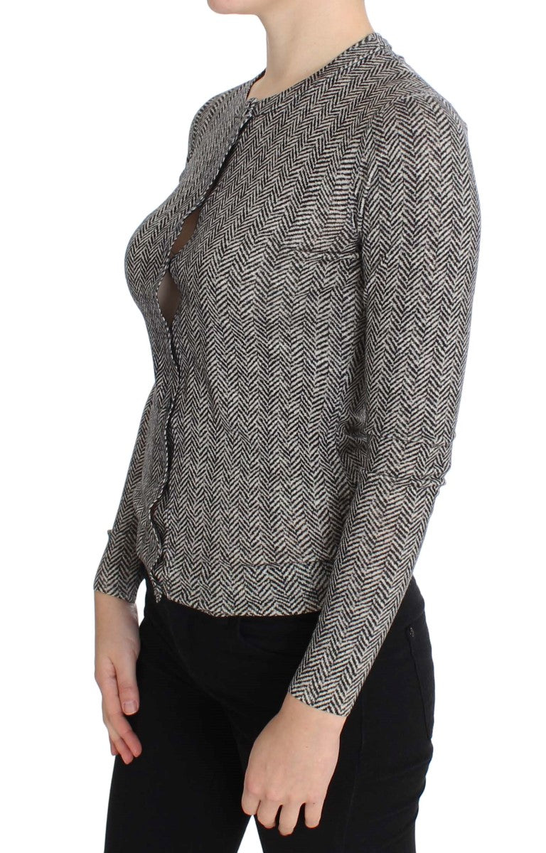 Elegante cardigan in lana in bianco e nero