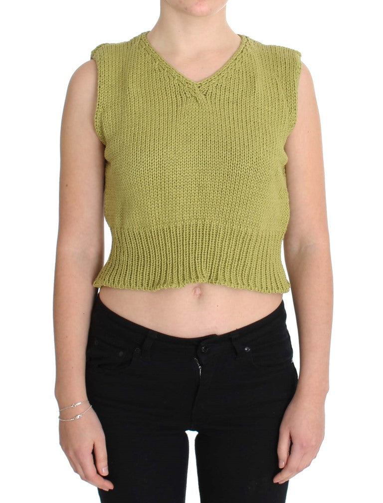 Pull gilet sans manches vert élégant