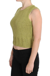 Pull gilet sans manches tricoté vert chic