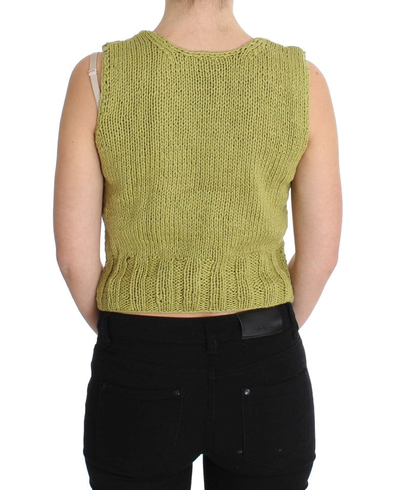 Chic Green Strick ärmellose Westepullover