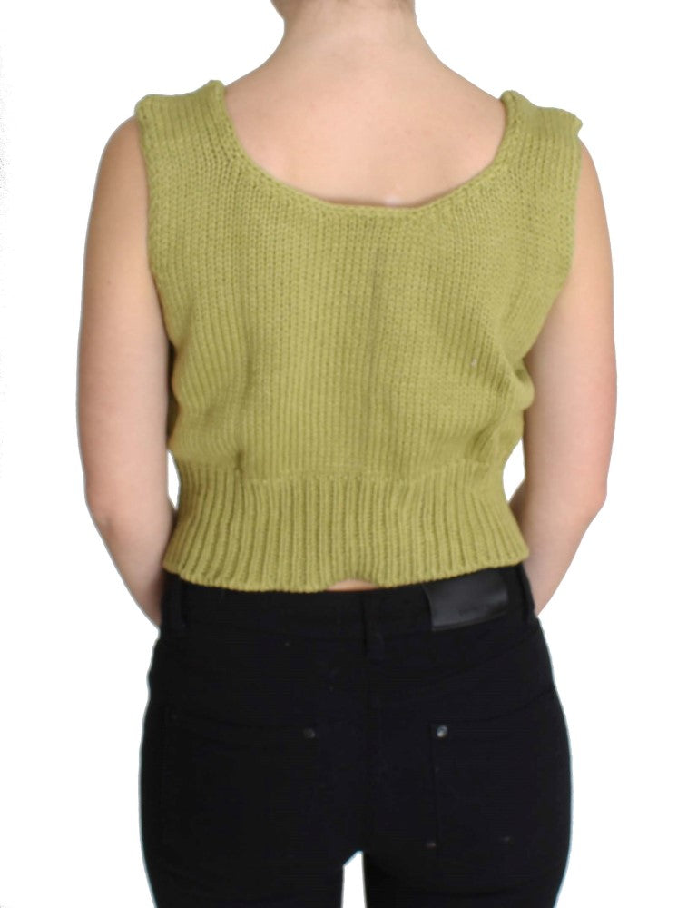 Élégant pull gilet sans manches en tricot vert