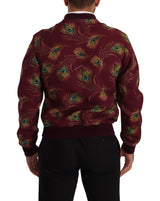 Strahlende rote Pfau -Print -Bomberjacke