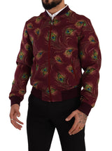 Strahlende rote Pfau -Print -Bomberjacke