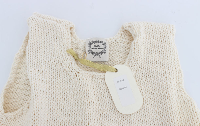 Pull à gilet de mélange de coton sans manches beige sans manches