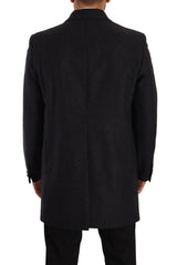 Elegant Dark Grey Woolen Overcoat