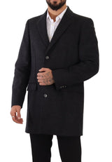 Elegant Dark Grey Woolen Overcoat