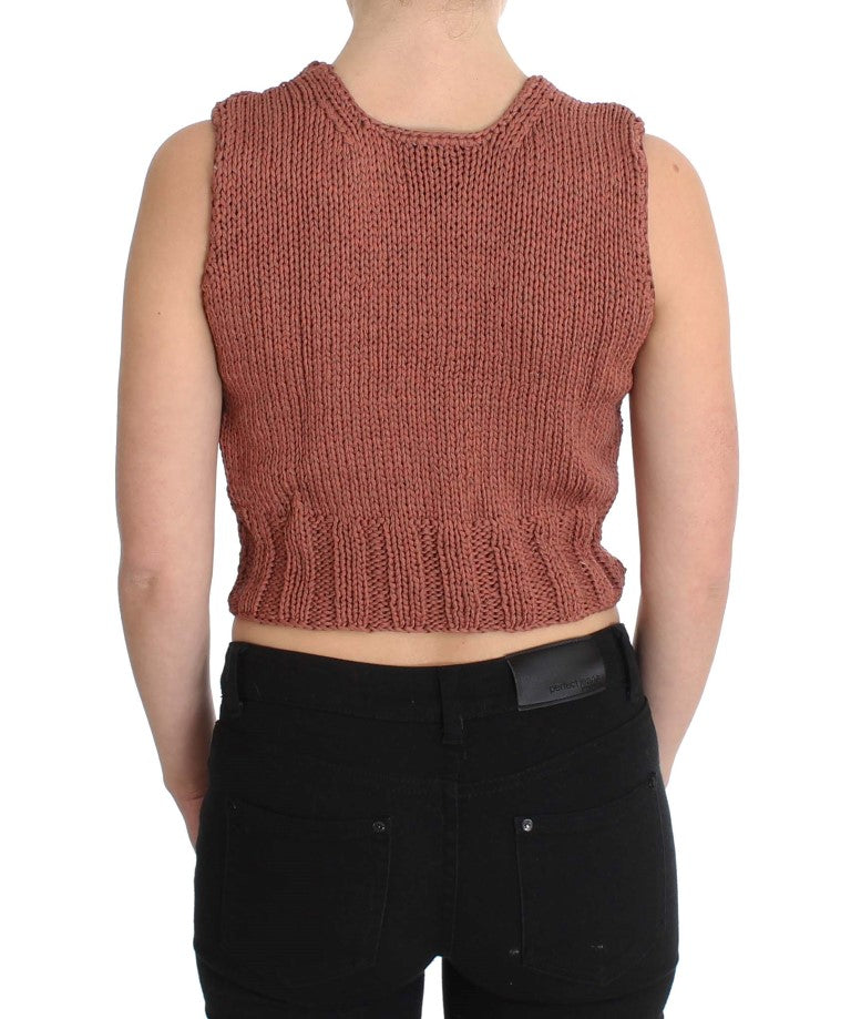 Pull gilet en tricot à manches rouges chic