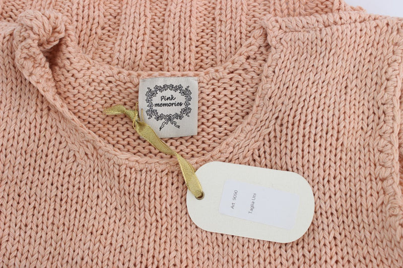 Élégant pull gilet sans manches en tricot rose