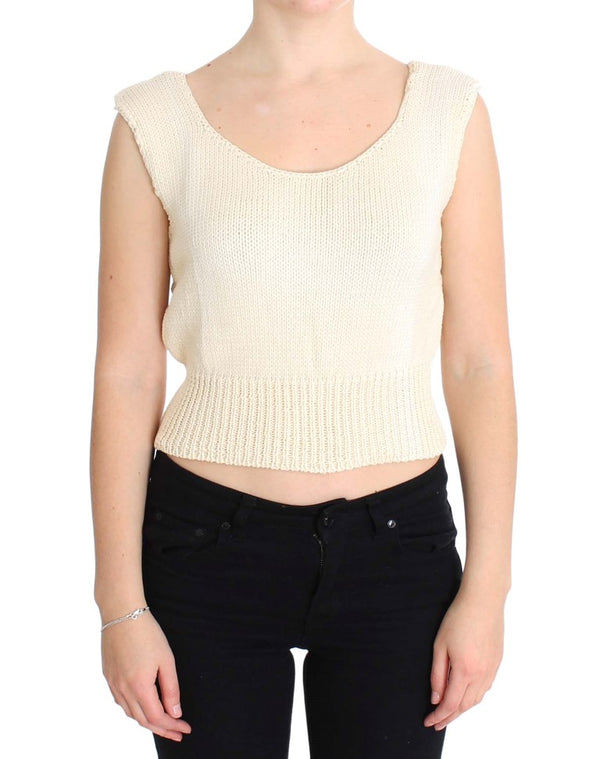 Pull gilet en tricot sans manches beige