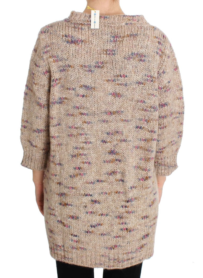 Maglione a maglia a V Beige oversize