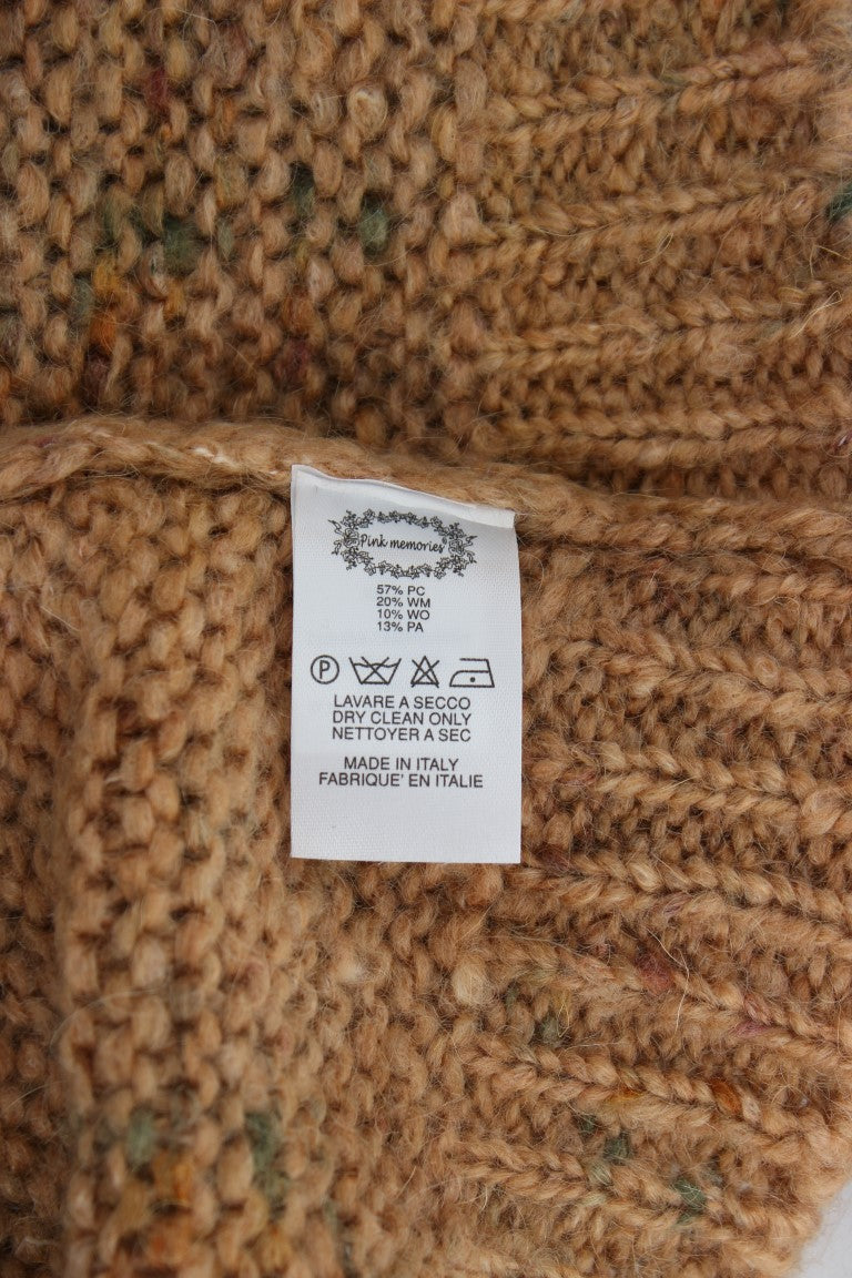 Chic Brown übergroße Strickpullover mit V-Ausschnitt