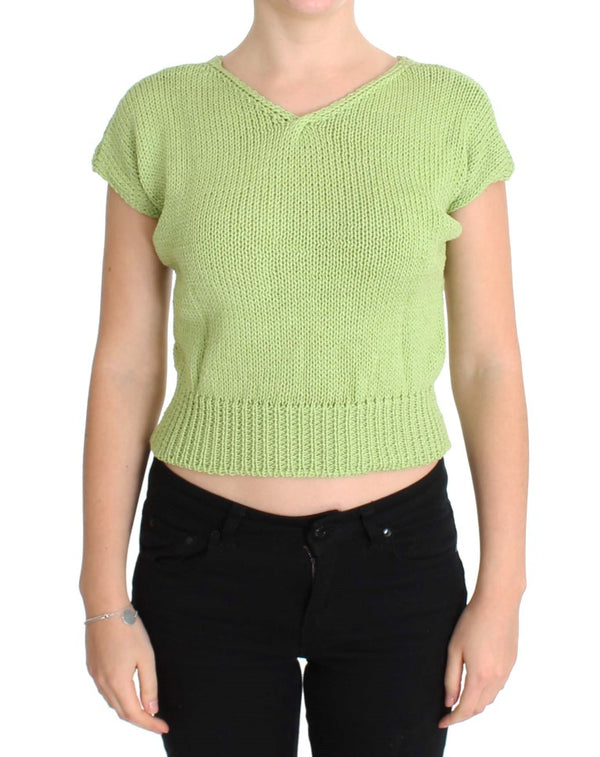 Élégant pull gilet sans manches en tricot vert