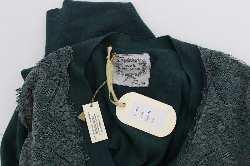 Elegante maglione di cardigan in pizzo verde