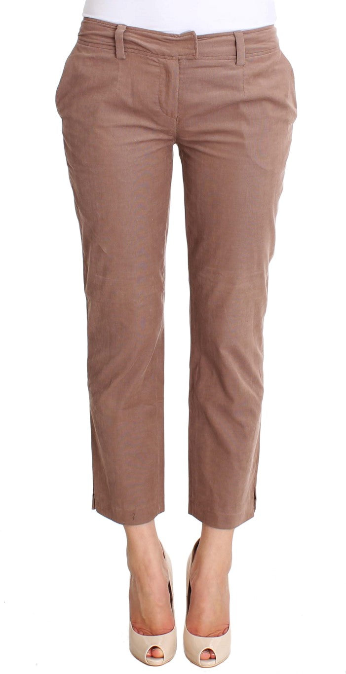 Chic Brown Cropped Pants Corduroy