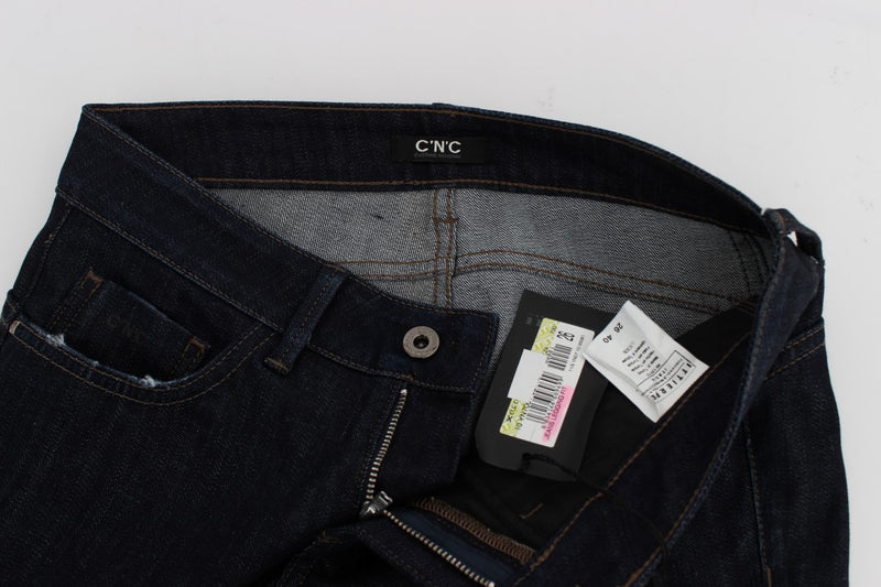 Chic jeans azul flaco ajustado