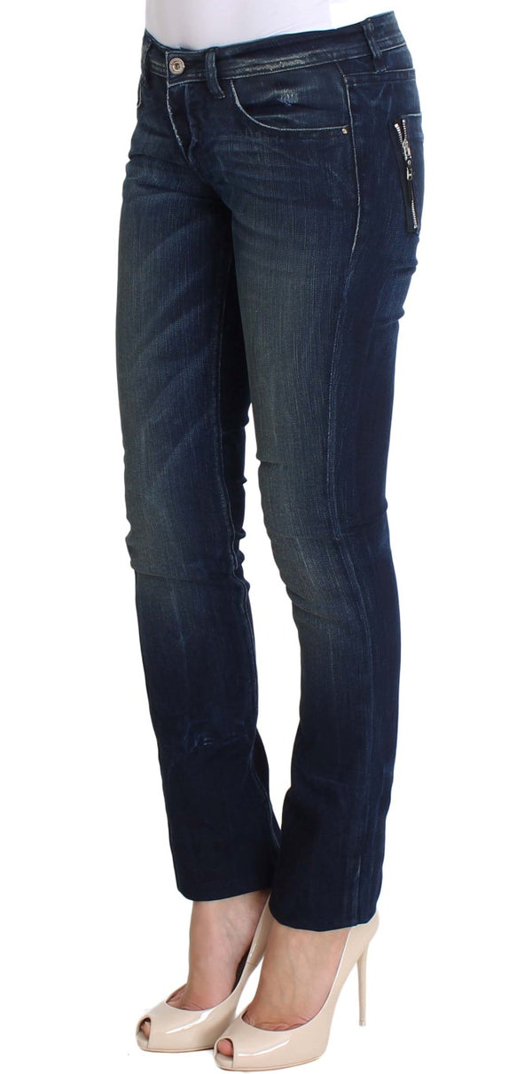 Chic jeans azul flaco ajustado