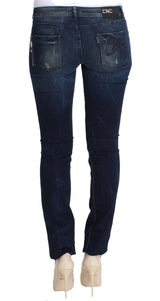 Chic jeans azul flaco ajustado