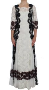 Floral Lace Silk Blend Maxi Φόρεμα