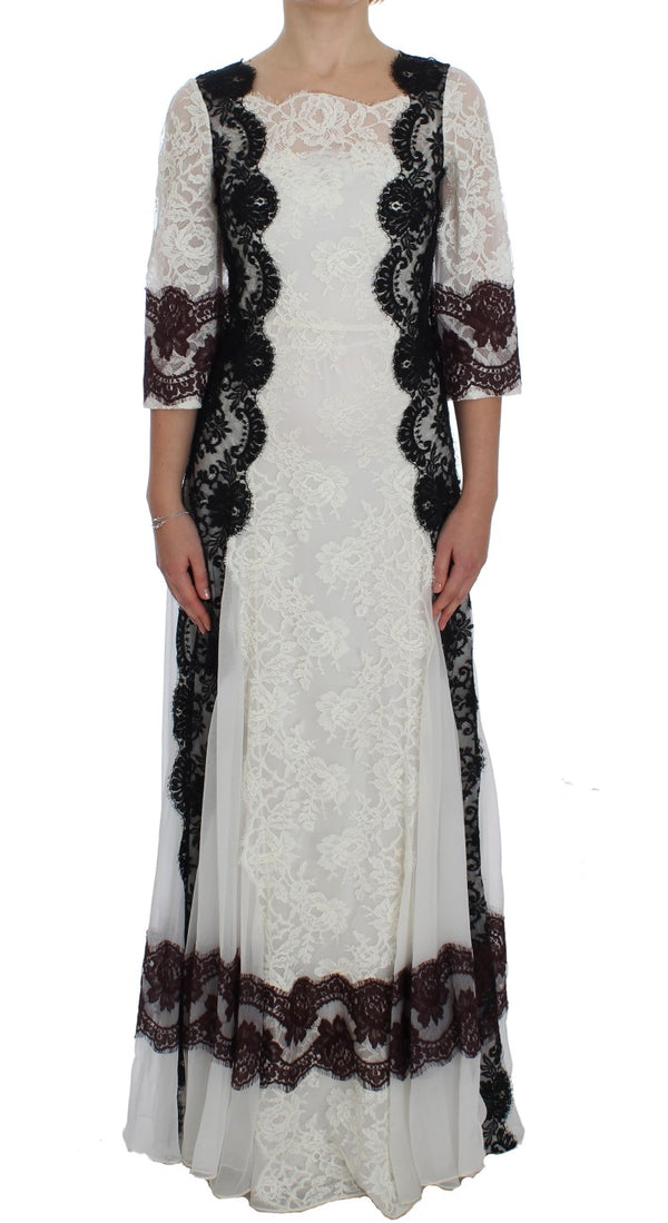 Robe maxi mélange de la soie en dentelle florale