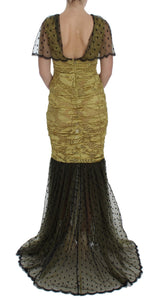 Yellow Floral Lace Sheath Dress