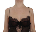 Elegante schwarze Seidenspitze Dessous Chemise