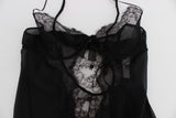 Elegante schwarze Seidenspitze Dessous Chemise