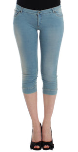 Elegant Light Blue Capri Jeans