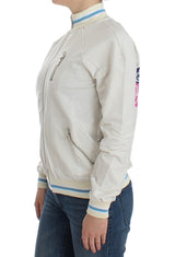 Elegante cardigan con zip bianco