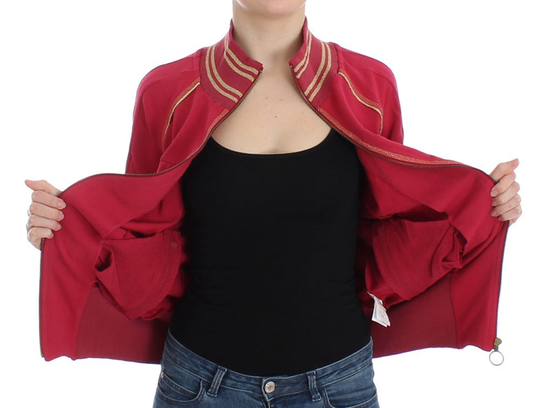 Cardigan zip rose élégant avec détaillant le logo