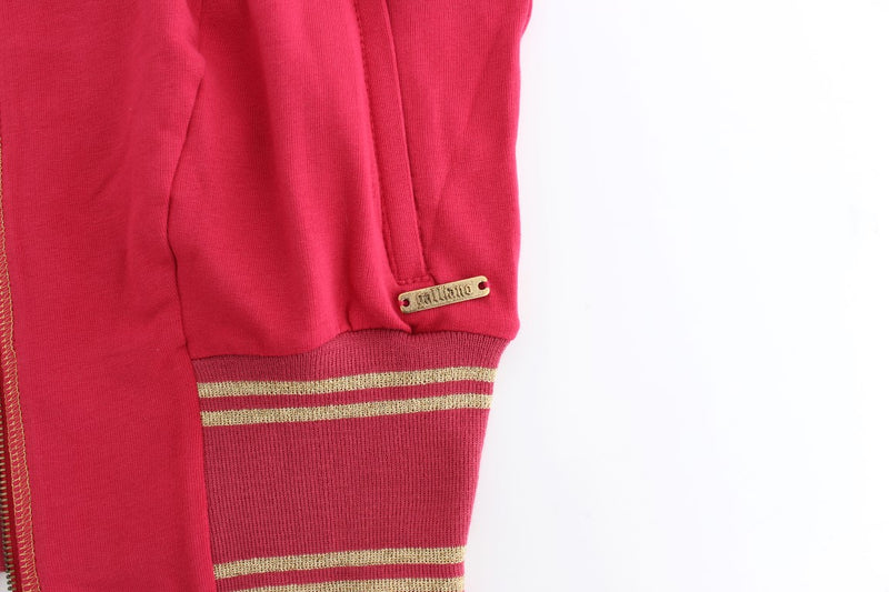 Cardigan zip rose élégant avec détaillant le logo