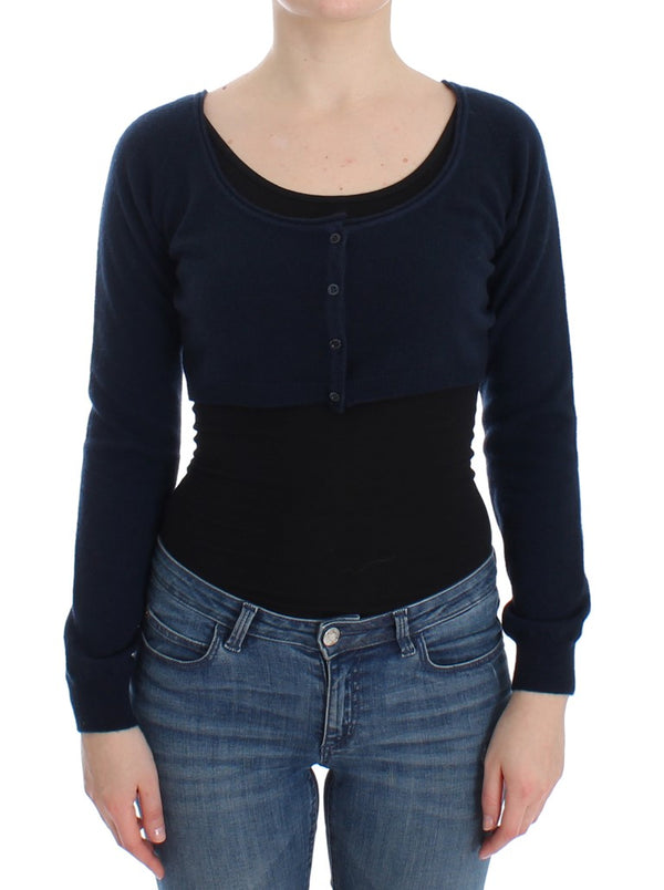 Chic Cashmere-Blend Cropped Pullover in Blau