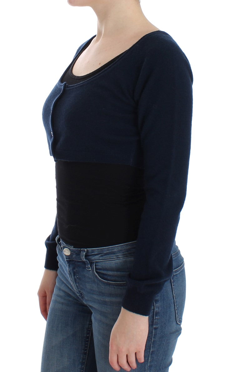 Chic Cashmere-Blend Cropped Pullover in Blau