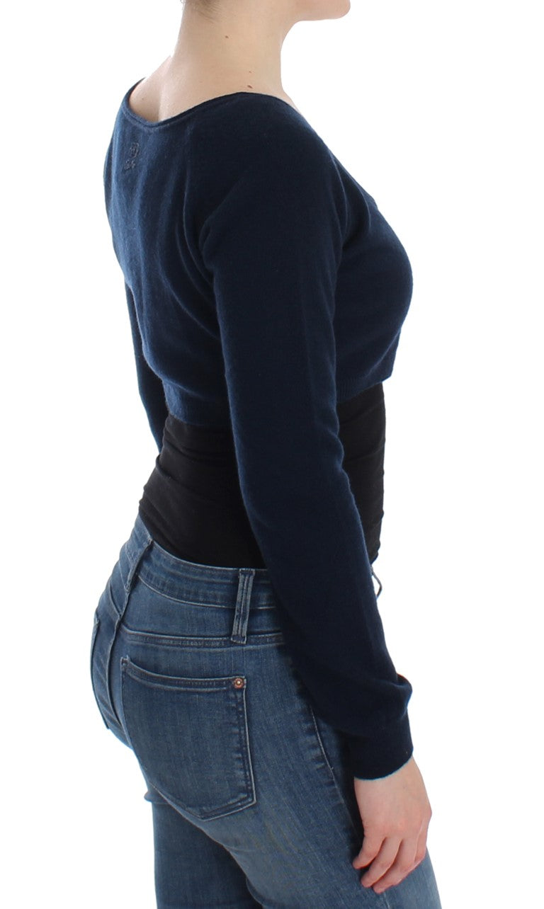 Chic Cashmere-Blend Cropped Pullover in Blau