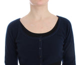 Chic Cashmere-Blend Cropped Pullover in Blau