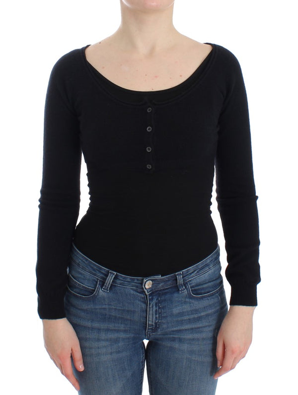 Maglione Chic Cropped Black Wool-Cashmere