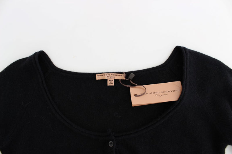 Maglione Chic Cropped Black Wool-Cashmere