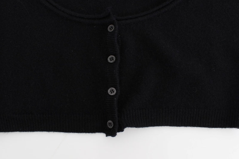 Maglione Chic Cropped Black Wool-Cashmere