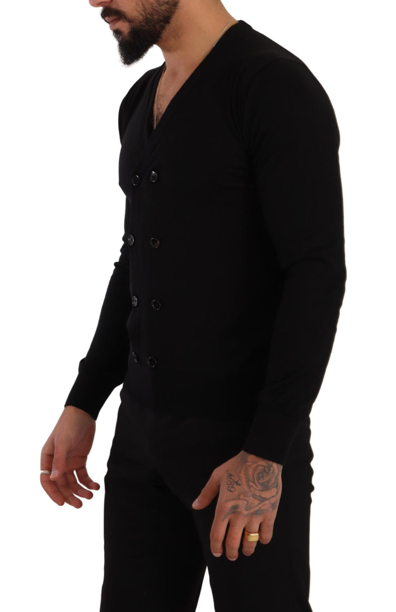 Κομψό V-Neck Black Cashmere Cardigan