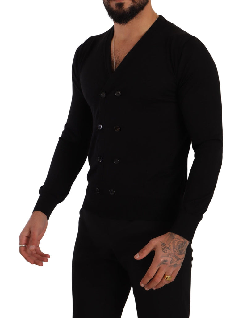 Κομψό V-Neck Black Cashmere Cardigan