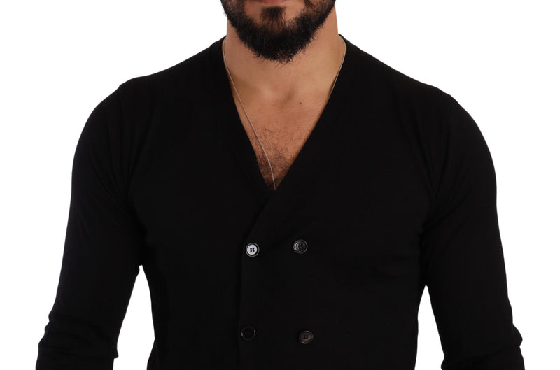 Κομψό V-Neck Black Cashmere Cardigan