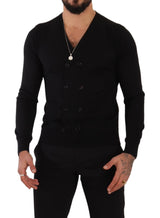 Κομψό V-Neck Black Cashmere Cardigan