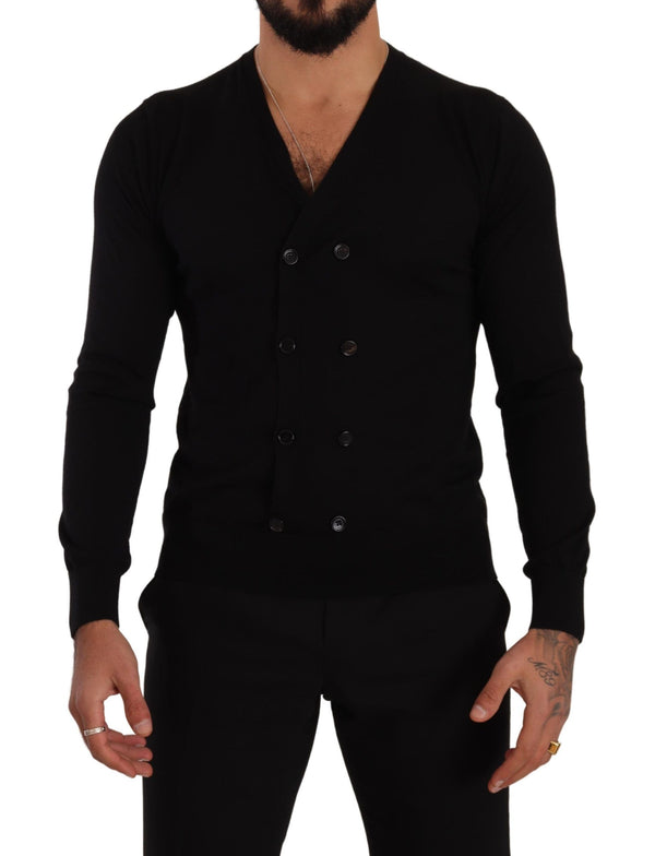 Κομψό V-Neck Black Cashmere Cardigan