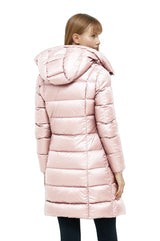 Elegant Long Down Jacket with Removable Hood