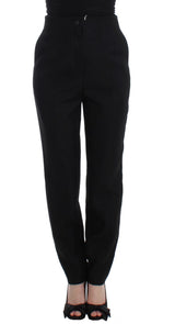 Elegantes pantalones negros de cintura alta